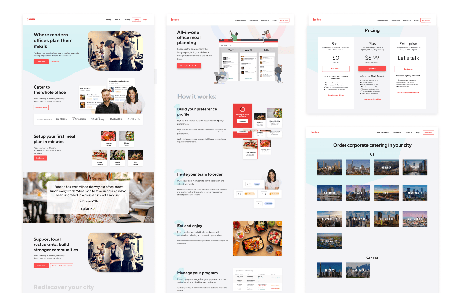 An interim Foodee website system with a lighter palette and simplified wordmark
