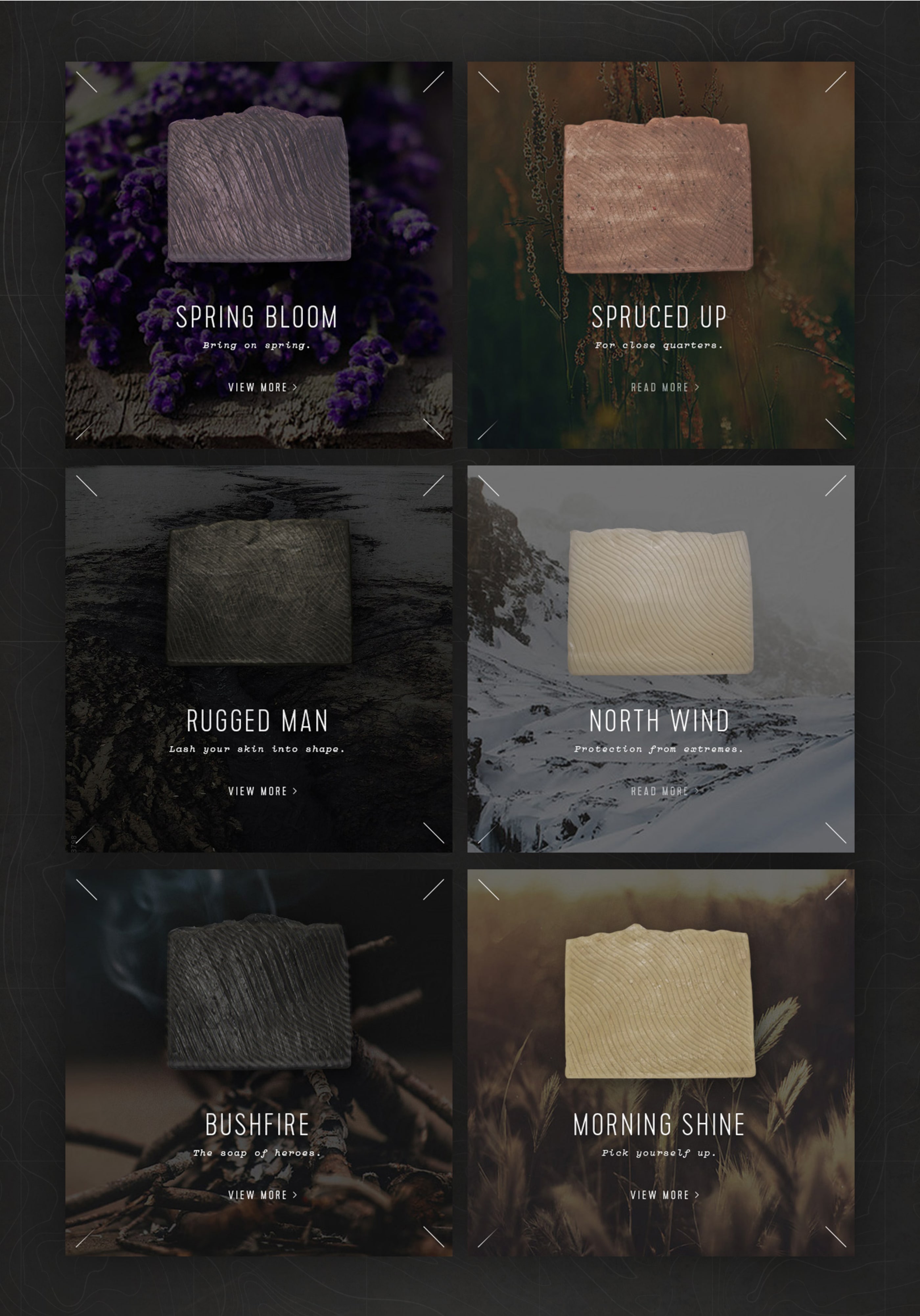 Medicine River Soap Co. product collection tiles